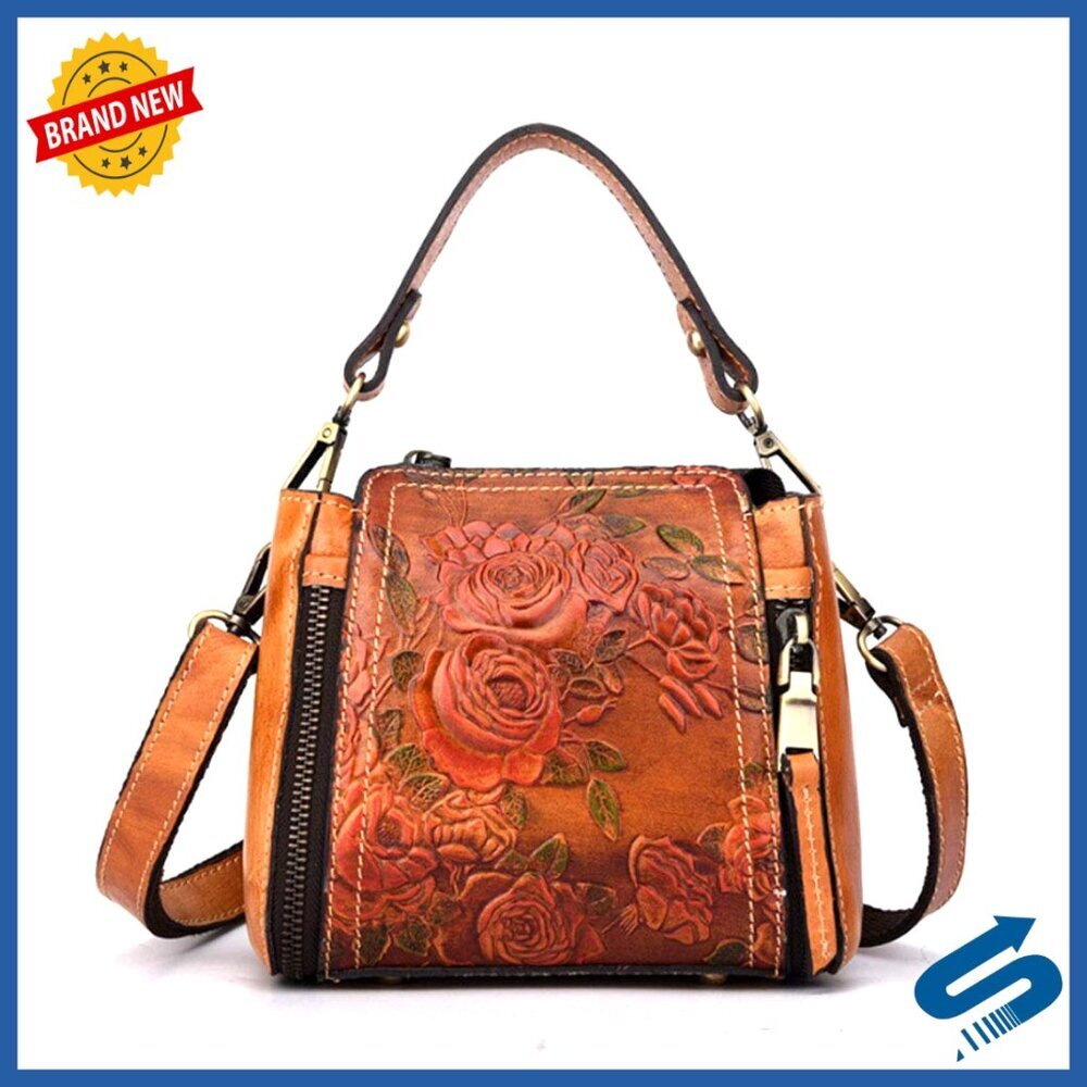 Small Leather Tote Shoulder Bag Crossbody Travel Business Organizer